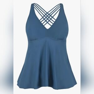 Aquamarine Tankini Swim Top Size 12 NWT Cross Back Flowy Modest